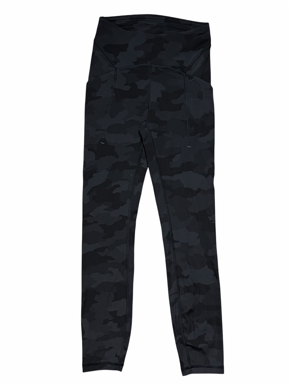Lululemon Black Camo High Rise Leggings Size 2 Side Pockets